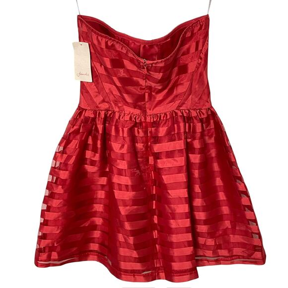 Frenchi Strapless Red Striped Strapless Cocktail Party Dress Size 3 NEW - Picture 4 of 7